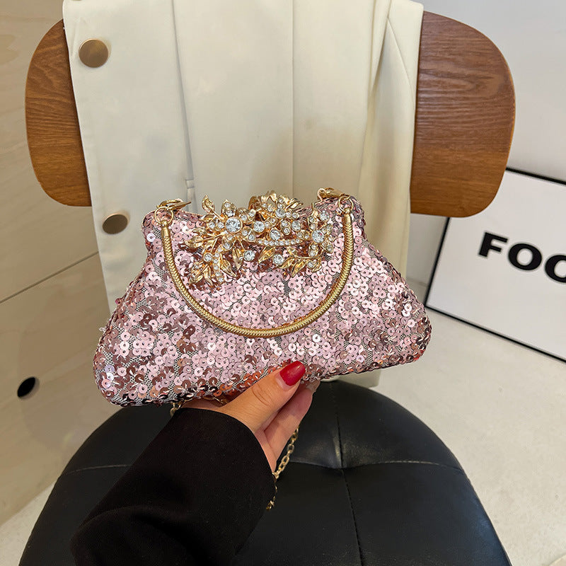 Wholesale Personalized Sequin Evening Bag  Niche Textile Shoulder Crossbody Bag